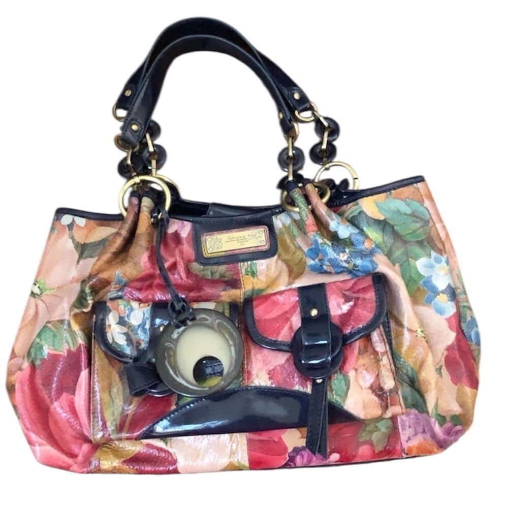 NEW Sharif blue floral design satchel bag